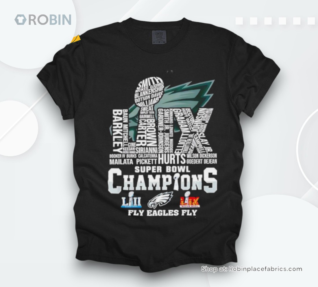Philadelphia Eagles Super Bowl Champions 2025 Fly Eagles Lix Player Name Shirt Philadelphia Eagles Super Bowl Champions 2025 Fly Eagles Lix Player Name Shirt