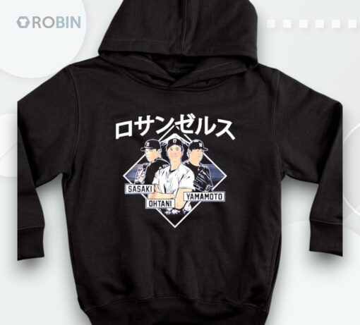 Shohei Ohtani Yoshinobu Yamamoto And Roki Sasaki Los Angeles Dodgers Kanji Shirt