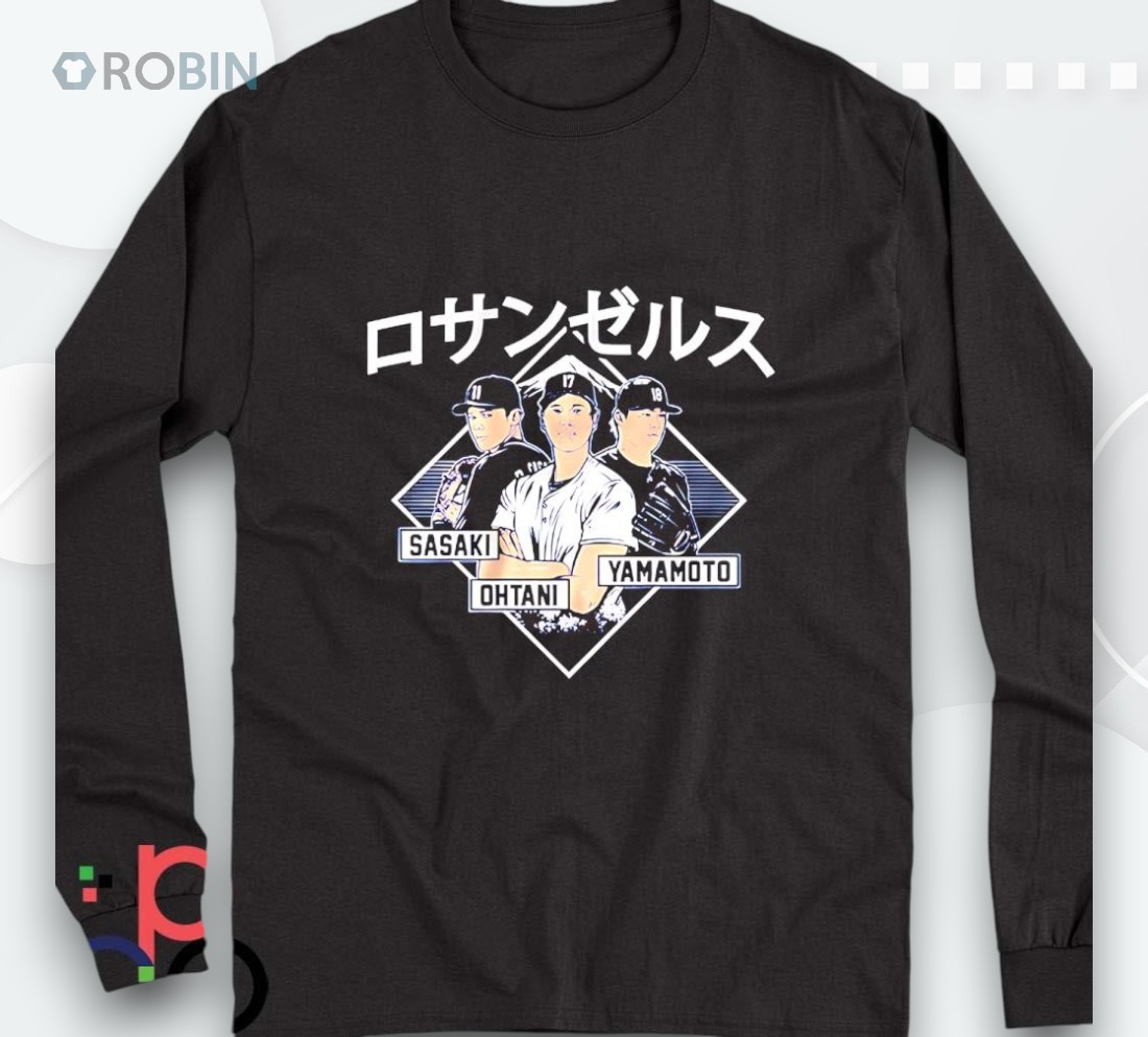 Shohei Ohtani Yoshinobu Yamamoto And Roki Sasaki Los Angeles Dodgers Kanji Shirt Shohei Ohtani Yoshinobu Yamamoto And Roki Sasaki Los Angeles Dodgers Kanji Shirt