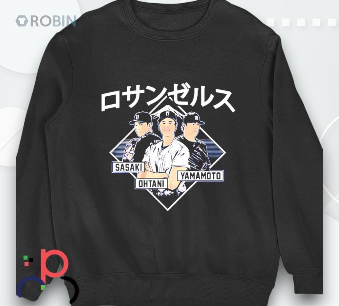 Shohei Ohtani Yoshinobu Yamamoto And Roki Sasaki Los Angeles Dodgers Kanji Shirt Shohei Ohtani Yoshinobu Yamamoto And Roki Sasaki Los Angeles Dodgers Kanji Shirt