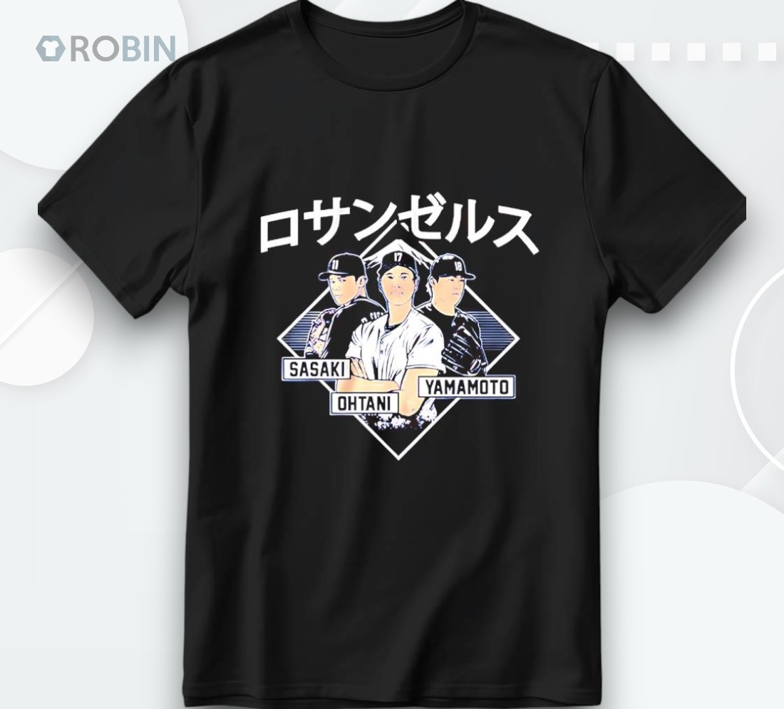 Shohei Ohtani Yoshinobu Yamamoto And Roki Sasaki Los Angeles Dodgers Kanji Shirt Shohei Ohtani Yoshinobu Yamamoto And Roki Sasaki Los Angeles Dodgers Kanji Shirt