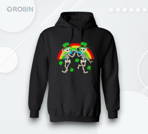 Skeleton Drinking Guinness Rainbow St Patricks Day Shirt