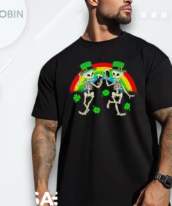 Skeleton Drinking Guinness Rainbow St Patricks Day Shirt