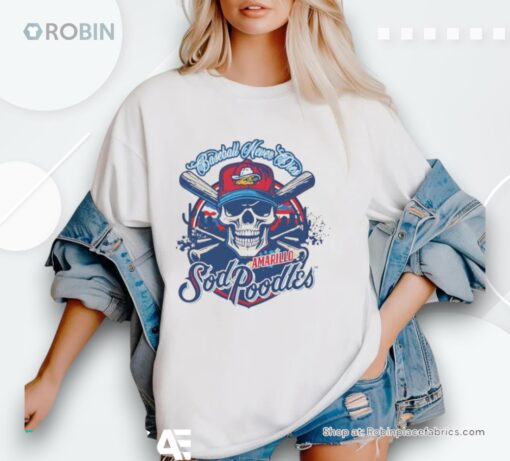 Amarillo Sod Poodles Skull Baseball Shirt