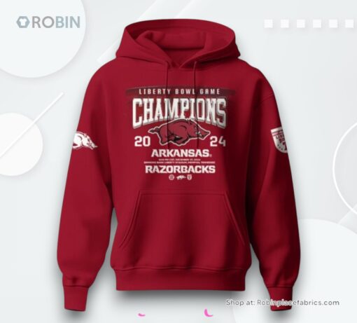 Arkansas Razorback Liberty Bowl Champions 2024 Red Hoodie