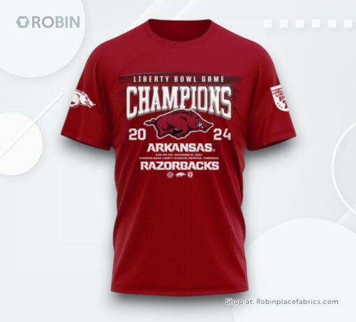 Arkansas Razorback Liberty Bowl Champions 2024 Red T Shirt