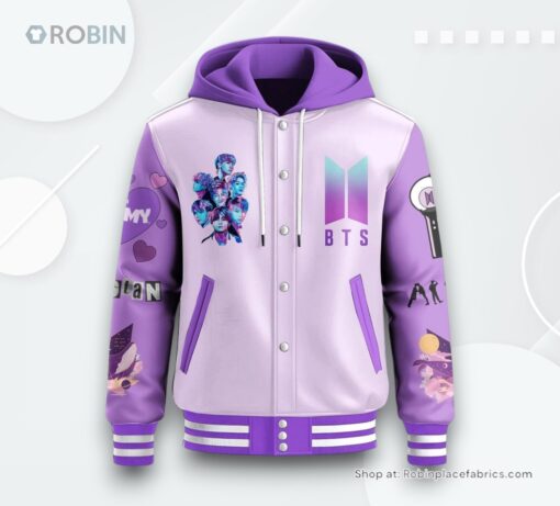 BTS Purple Dream Hooded Varsity Jacket