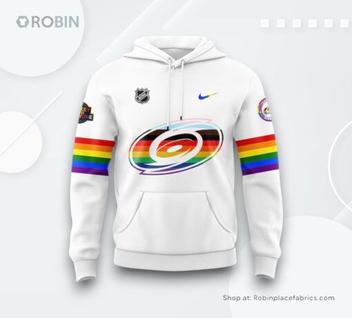 Carolina Hurricanes Pride Night 2025 White Hoodie