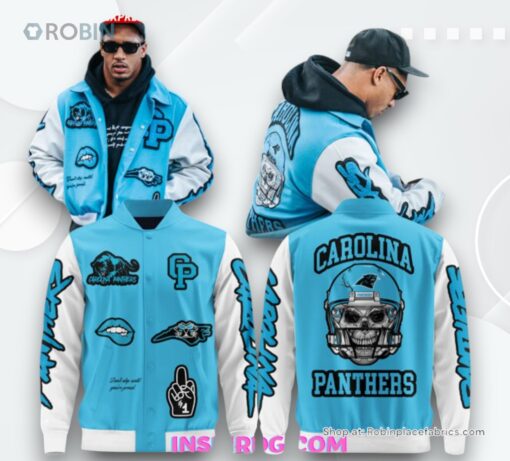 Carolina Panthers Bold Skull Helmet 2025 Varsity Jacket