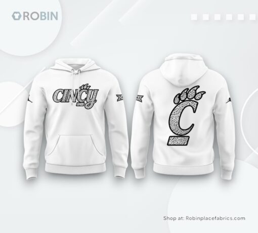 Cincinnati Bearcats Basketball Ice White Cincy 2025 Hoodie