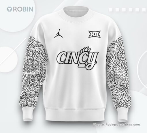 Cincinnati Bearcats Black Cat Alternate Uniform White Sweatshirt, Sweater