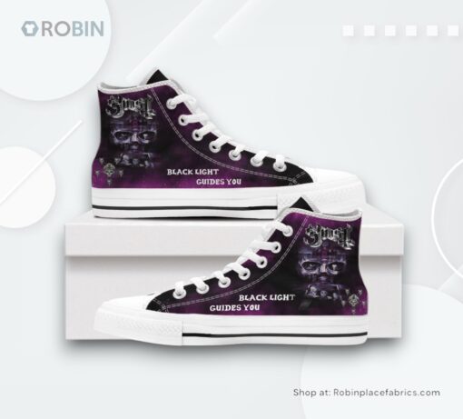 Ghost Black Light Guides You High Top Canvas Shoes
