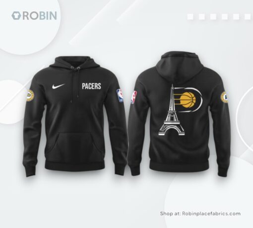 Indiana Pacers In Paris Eiffel Tower Black NBA Hoodie