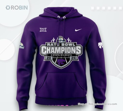 Kansas State Wildcats 2024 Rate Bowl Champions Purple Hoodie