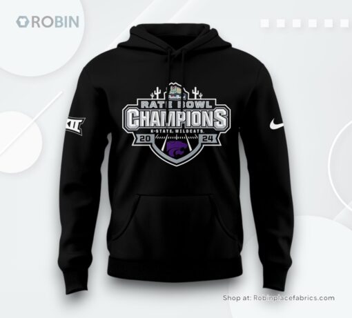 Kansas State Wildcats Rate Bowl Champions 2024 Black Hoodie