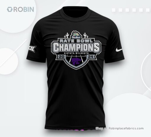 Kansas State Wildcats Rate Bowl Champions 2024 Black T Shirt