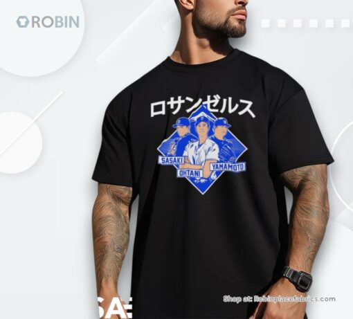 La Dodgers Kanji Trio Shohei Ohtani Yoshinobu Yamamoto Roki Sasaki Shirt