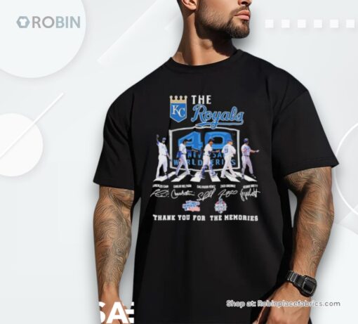 Lorenzo Cain Carlos Beltran Salvador Perez Zack Greinke George Brett The Kansas City Royals 40th Anniversary World Series Thank You For The Memories Shirts