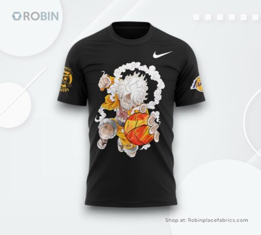 Los Angeles Lakers x One Piece Gear 5 Black Shirt