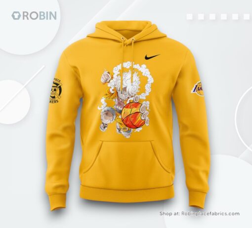 Los Angeles Lakers x One Piece Gear 5 Yellow Hoodie