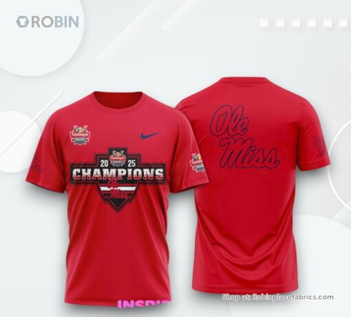 Ole Miss 2025 TaxSlayer Bowl Champions Nike Red Shirt