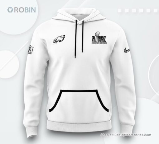 Philadelphia Eagles Super Bowl LIX Opening Night Tech White Hoodie