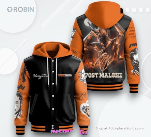 Post Malone Signature Flames Hooded Varsity Jacket