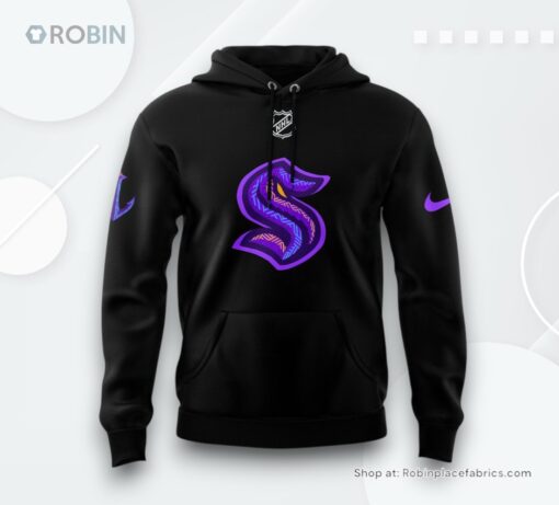 Seattle Kraken Black Hockey History Night Game 2025 Special Hoodie