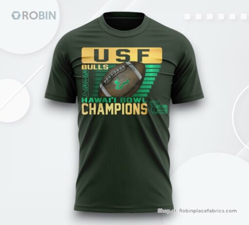 South Florida Bulls Hawaii Bowl Champions Green Shirt