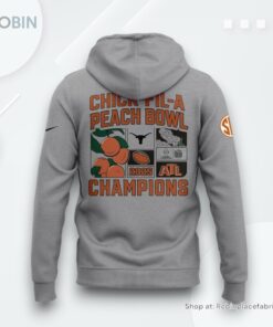 Texas Longhorns Chick fil A Peach Bowl 2025 Gray Hoodie Texas Longhorns Chick fil A Peach Bowl 2025 Gray Hoodie