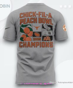 Texas Longhorns Chick fil A Peach Bowl 2025 Gray Shirt Texas Longhorns Chick fil A Peach Bowl 2025 Gray Shirt