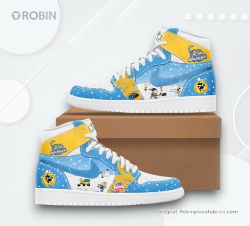 Toledo Walleye 75th Anniversary Peanuts Night Nike Air Jordan 1 Sneakers