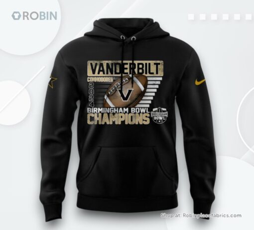 Vanderbilt Commodores Birmingham Bowl Champions 2024 Black Hoodie