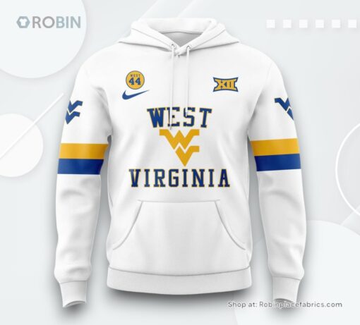 West Virginia Mountaineers Jerry West 44 White Hoodie