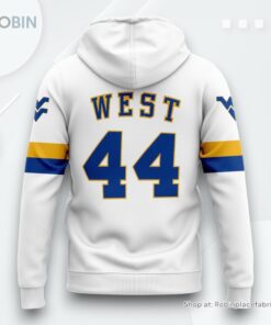 West Virginia Mountaineers Jerry West 44 White Hoodie
