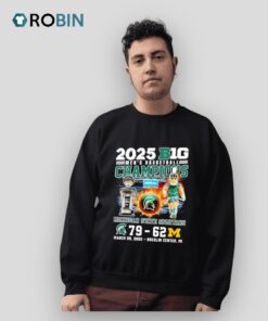 2025 B1g Men’s Basketball Champions Michigan State Spartans Mascot Walking Shirt