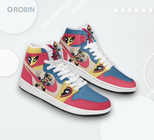 Air Jordan 1 Shoes   Deadpool & Wolverine Best Friends Love Design
