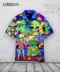 Aliens Eating Tacos Hawaiian Shirt –  Funny Mexican Aloha Shirt