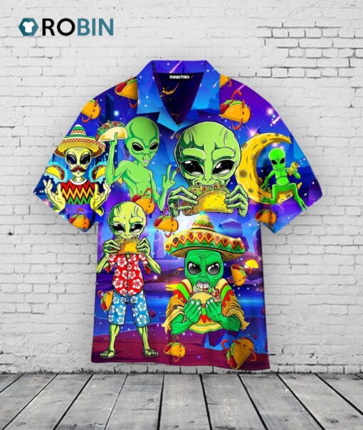 Aliens Eating Tacos Hawaiian Shirt –  Funny Mexican Aloha Shirt