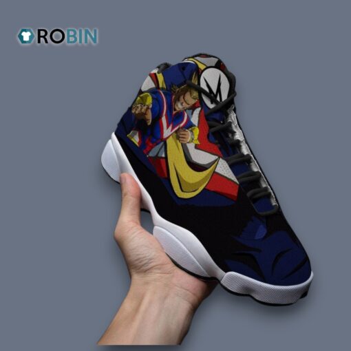 All Might Inspired Jordan 13 Sneakers – Unique Hero Print Design