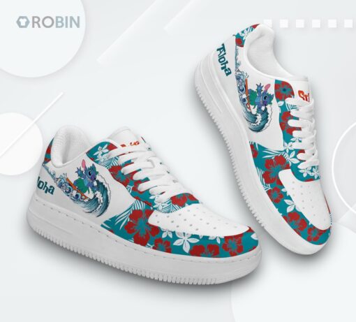 Aloha Stitch Hawaiian Print Air Force 1 Shoes   Tropical Vibe Sneakers