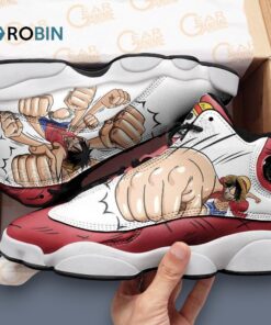 Anime Inspired Luffy Gomu Gomu Jordan 13 Sneakers – Unique Printed Design