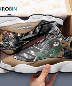 AOT Mikasa Ackerman Jordan 13 Sneakers – Unique Anime Print Design Shoes