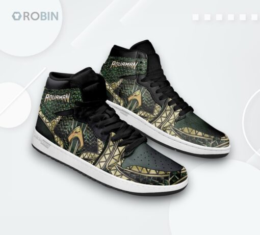 Aquaman Jordan 1 High Sneakers Superheroes Edition_5183