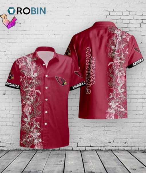 Arizona Cardinals Hawaiian Shirt Turtle Seaweed Print