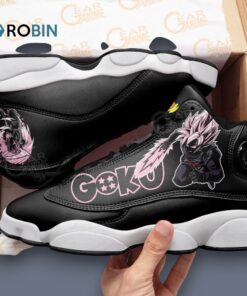Artistic Goku Black Rose Design Jordan 13 Sneakers for Anime Fans