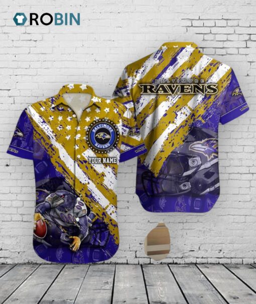 Baltimore Ravens Hawaiian Shirt –  American Flag Print