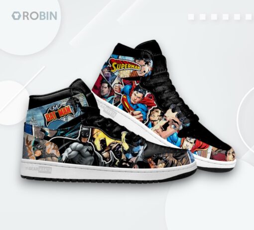 Batman Superman Jordan 1 High Sneakers – Justice League Design