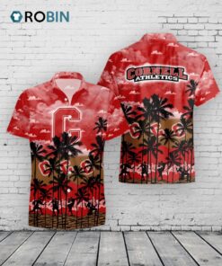 Big Red Hawaiian Shirt –  Cornell Palms Print Tropical