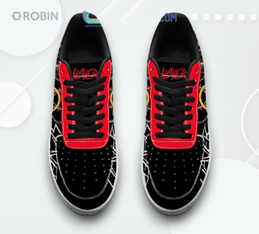 Black Slayer Skull Design Air Force 1 Sneakers – Unique Graphic Print Shoes